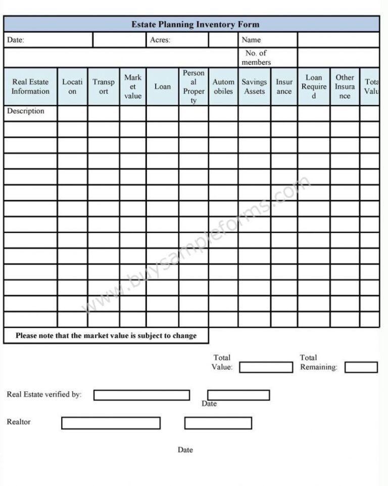 10 Estate Inventory Examples To Download
