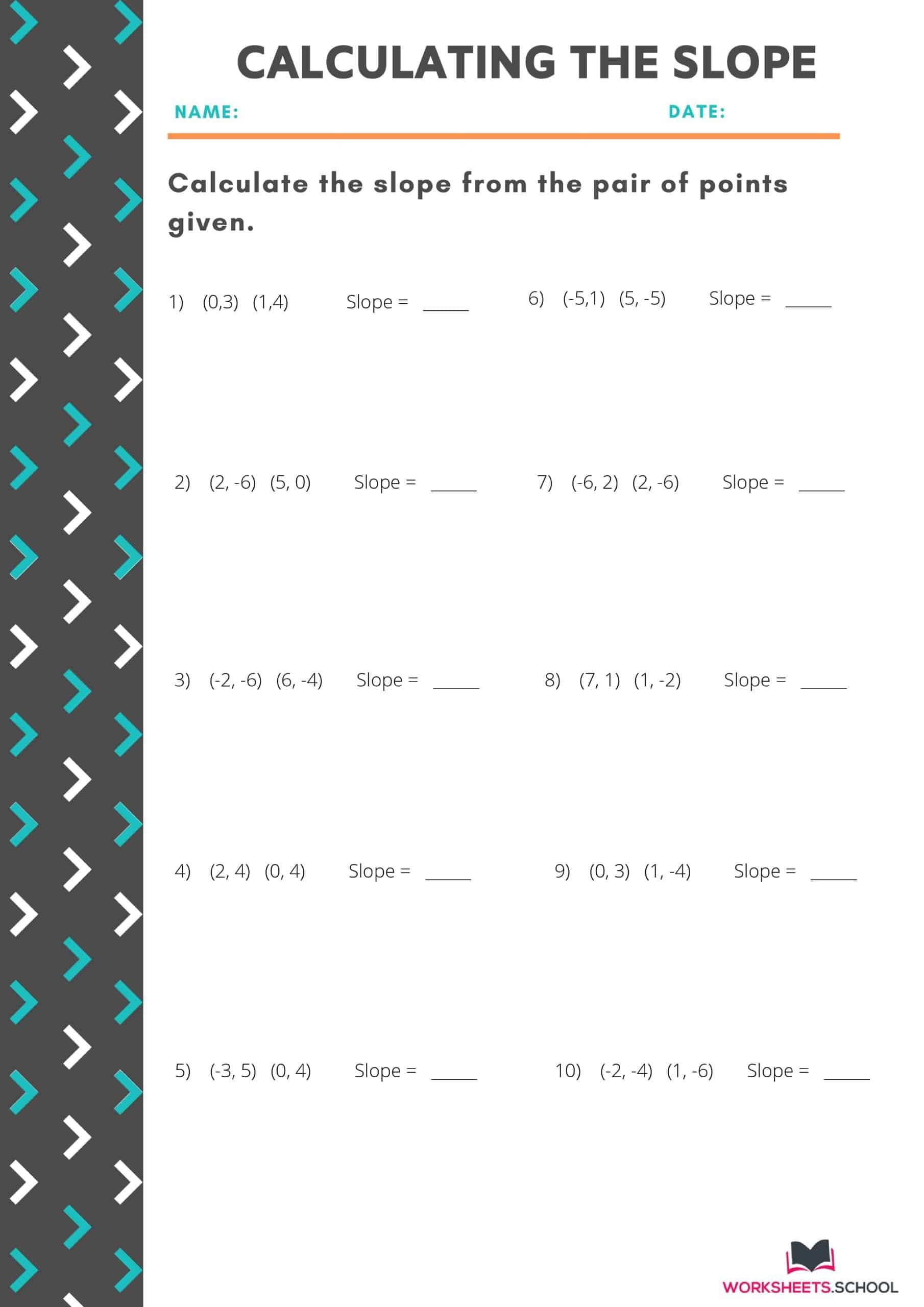Free Printable Slope Worksheets