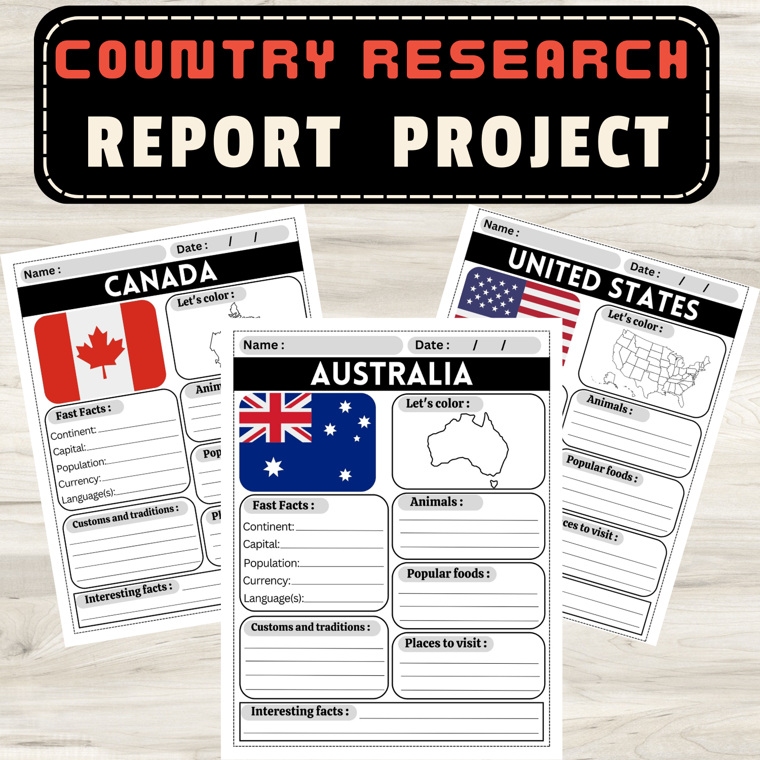 Free Printable Country Report Worksheets