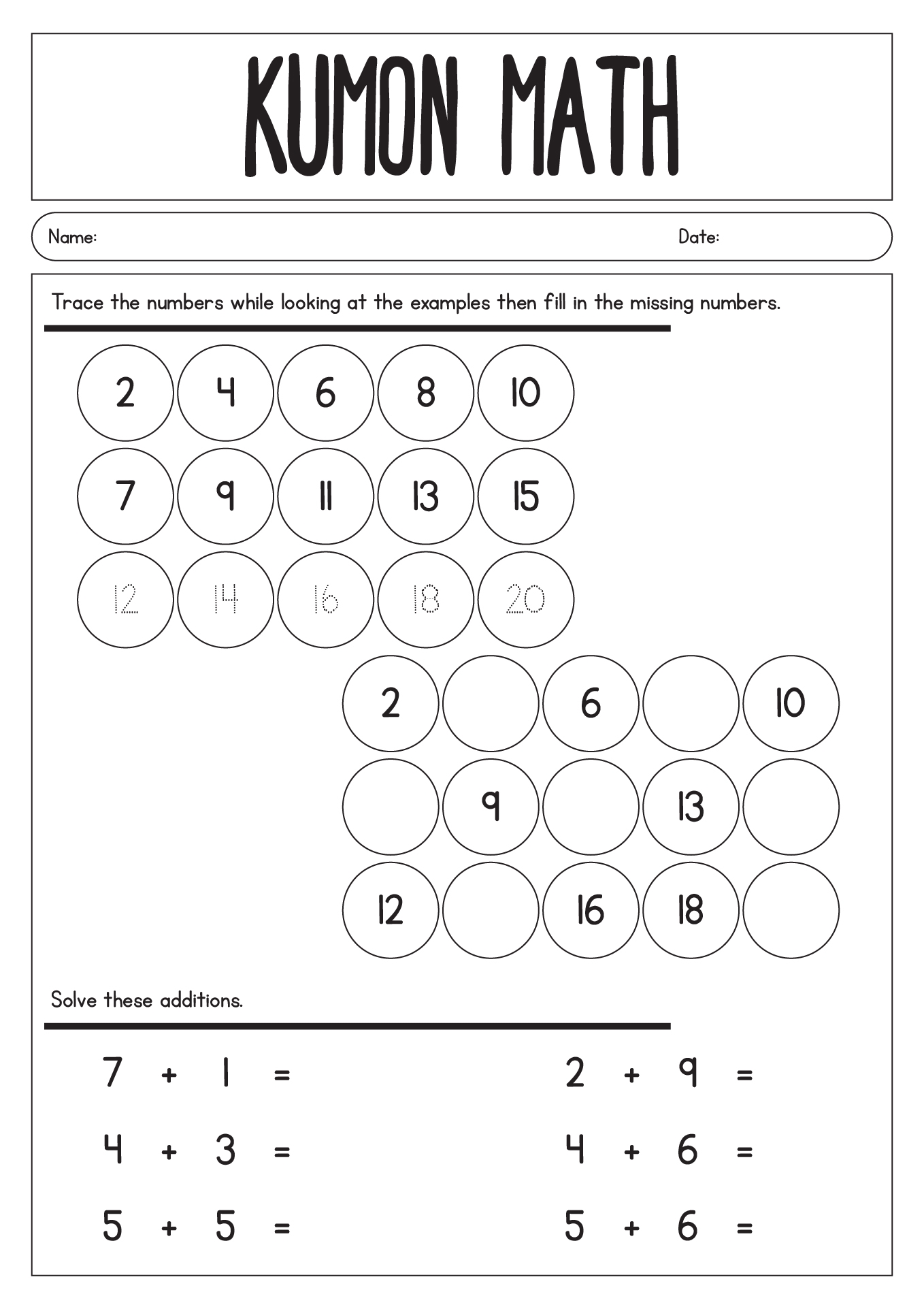 Kumon Printable Worksheets Free