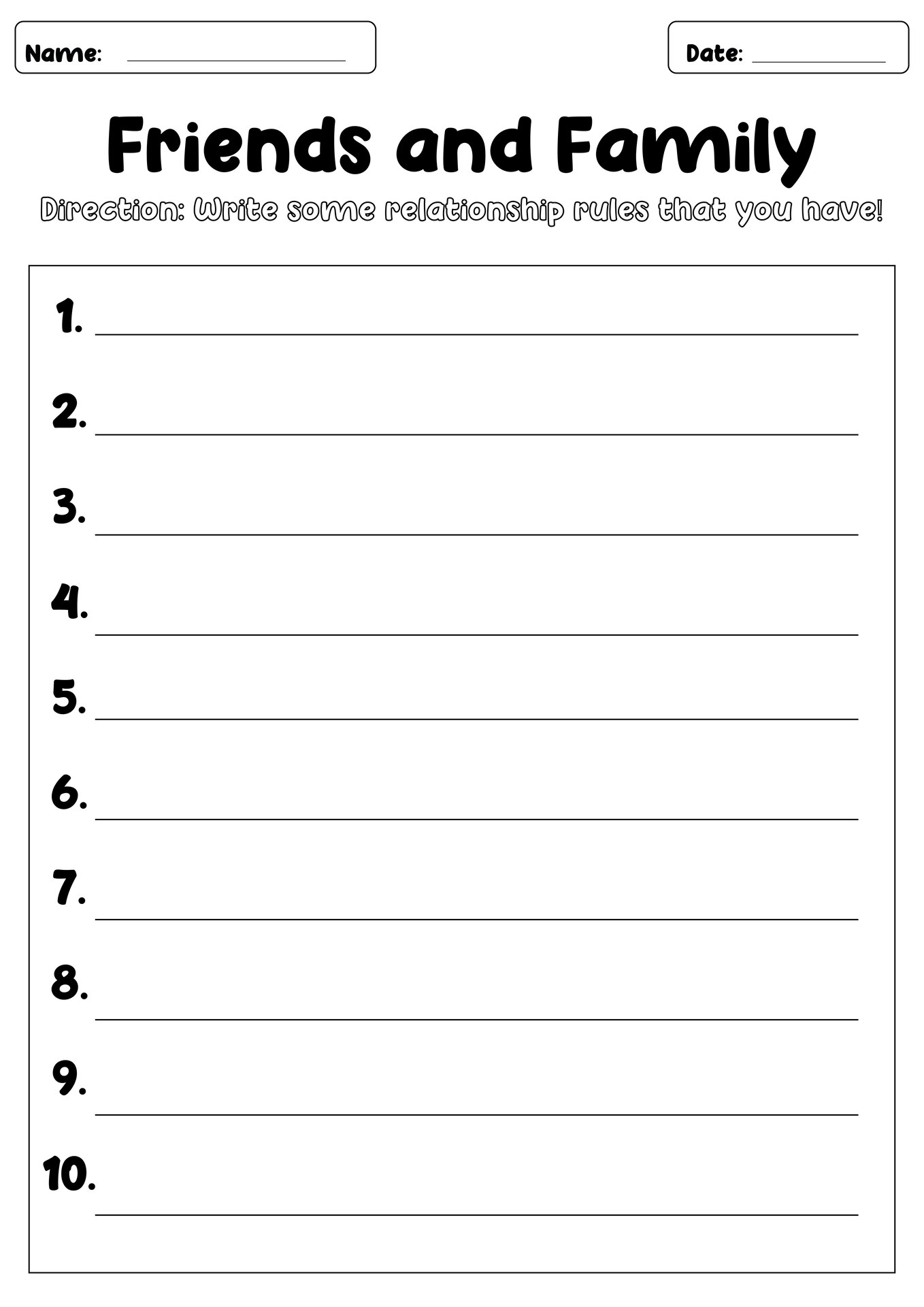 13 Friends And Family Worksheets Free PDF At Worksheeto