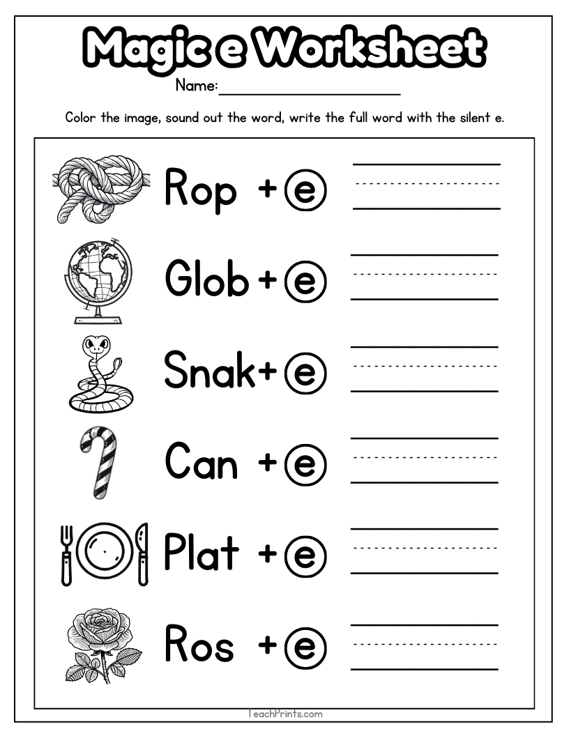 Silent E Worksheets Free Printable