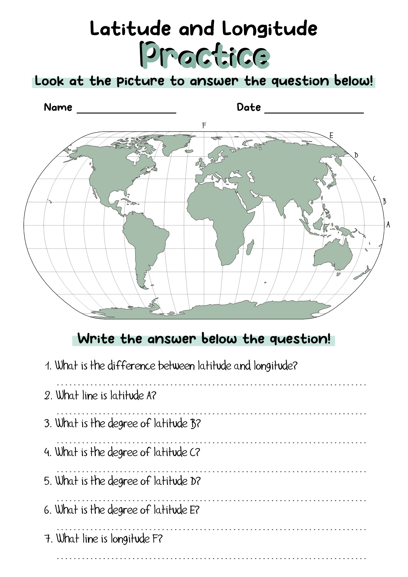 Free Printable Longitude And Latitude Worksheets
