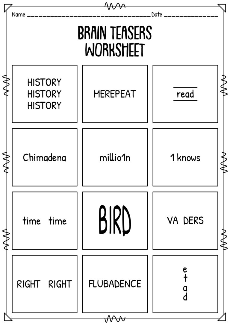18 Brain Teasers Worksheets Word Brain Teasers School 