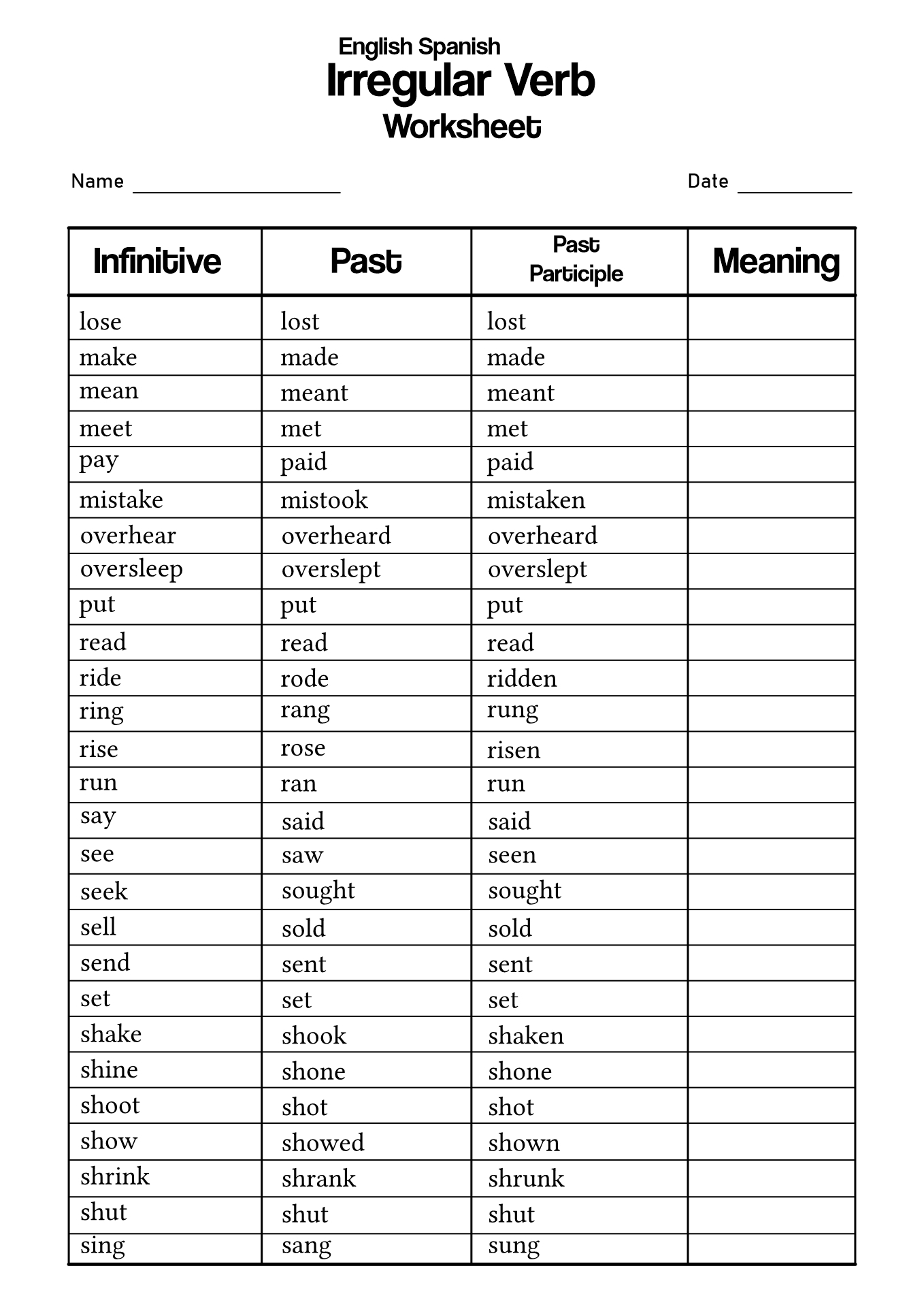 19 Spanish Verb Worksheets Free PDF At Worksheeto