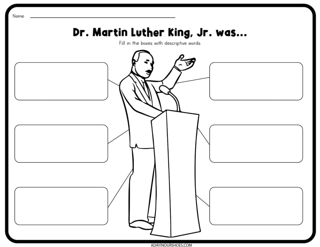 Martin Luther King Free Printable Worksheets
