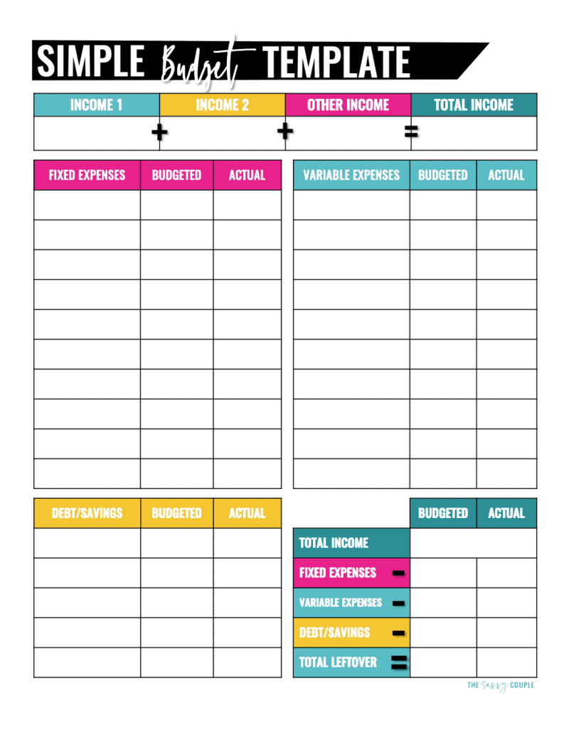 Free Printable Budget Worksheet Template