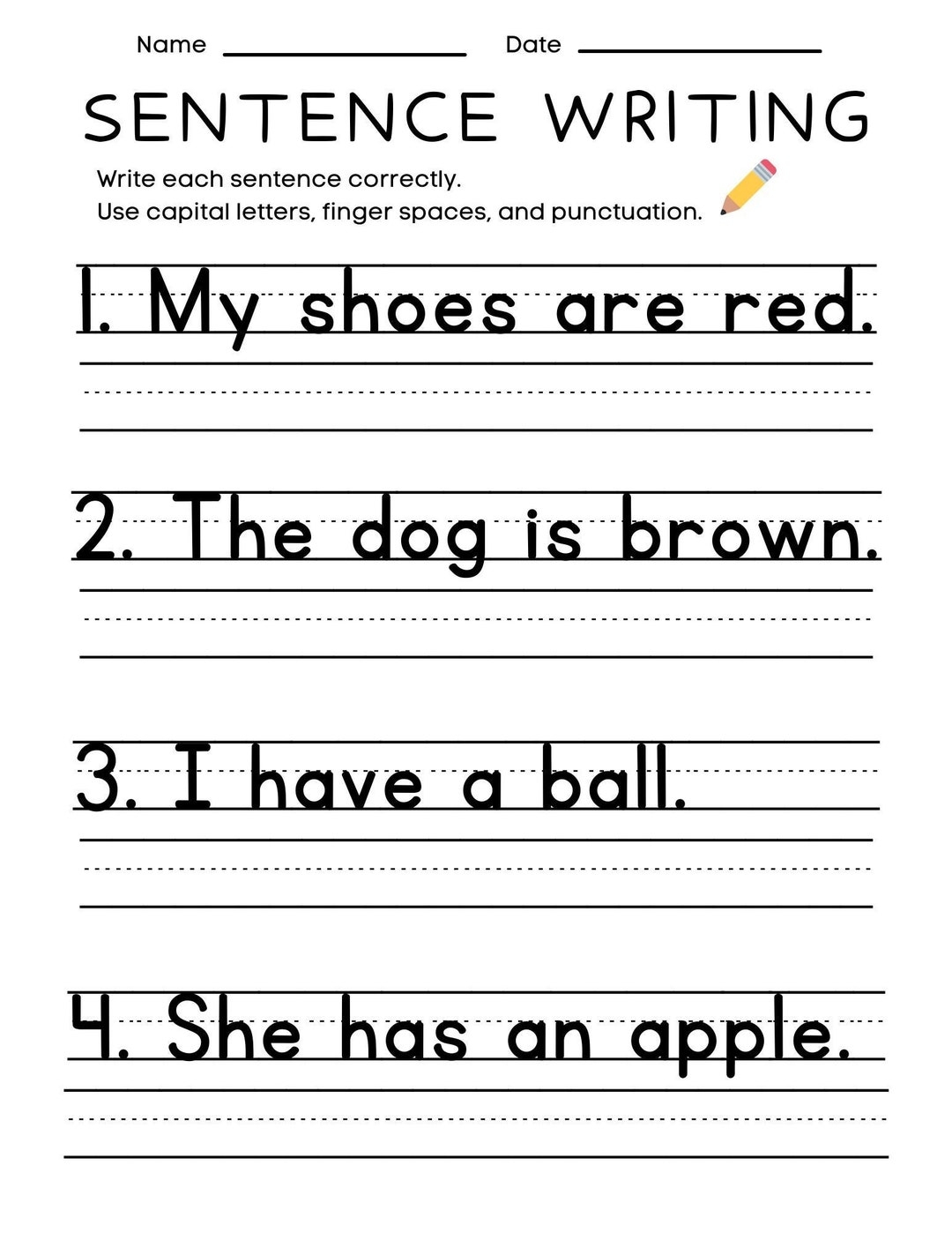 Grade 1 Writing Worksheets Free Printable