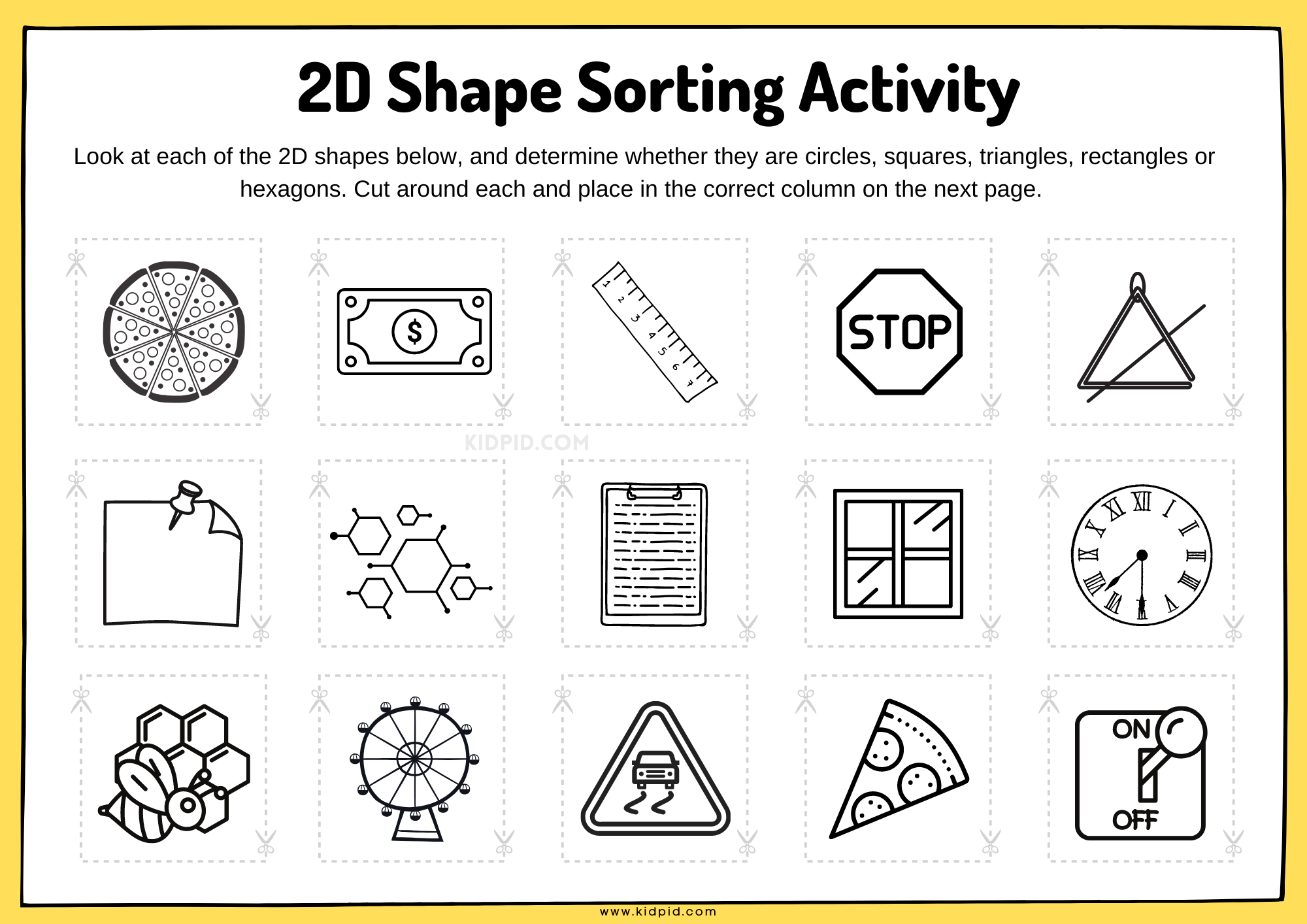 2D Shape Sorting Worksheet Kidpid