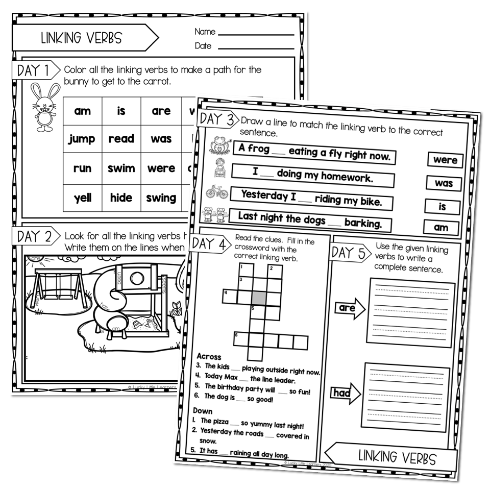 Free Printable Linking Verbs Worksheet