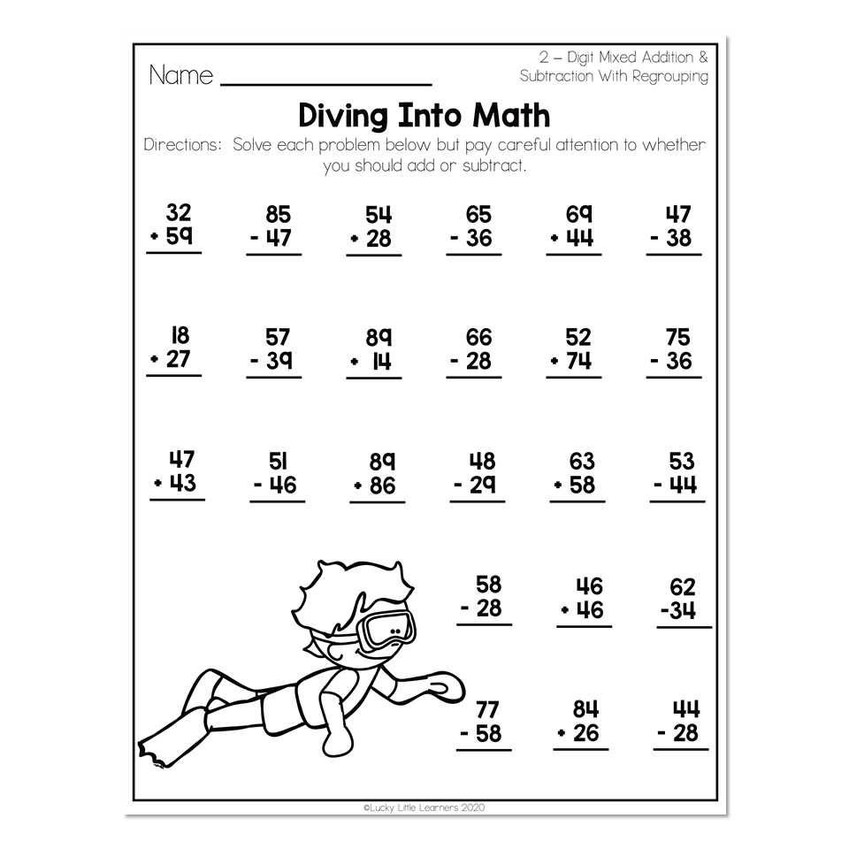 2nd Grade Math Worksheets 2 Digit Mixed Addition And Subtraction  2nd Grade Math Worksheets 2 Digit Mixed Addition And Subtraction