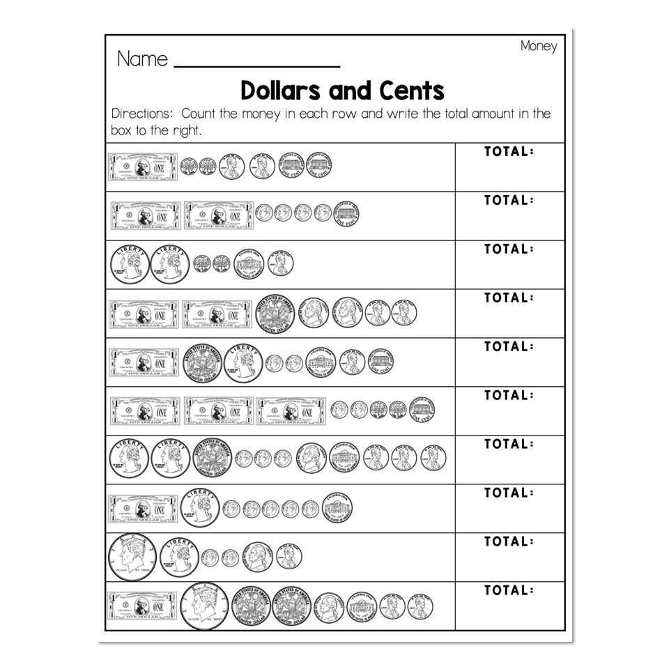 Free Printable Money Counting Worksheets