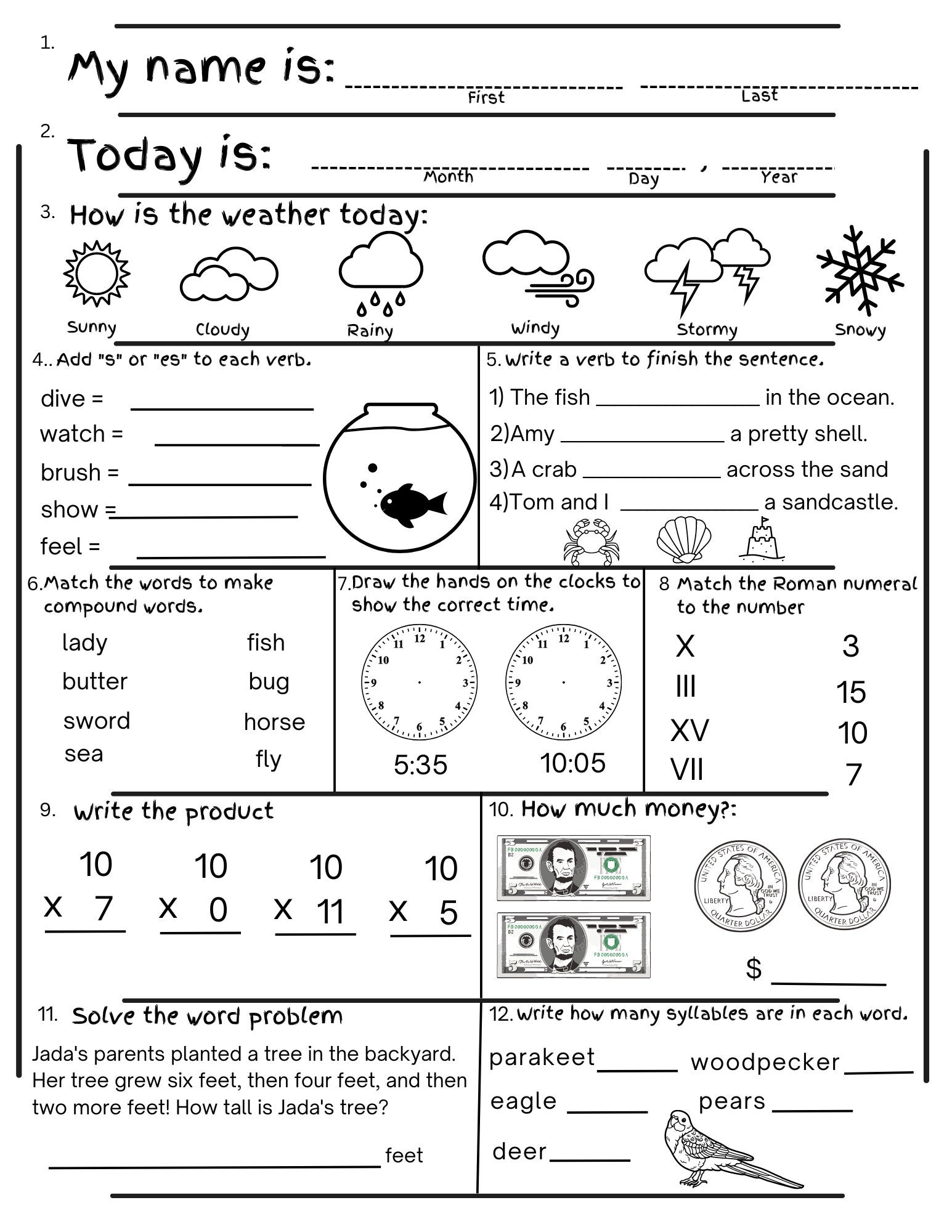 2nd Grade Summer Review Worksheets Printable End Of Year  2nd Grade Summer Review Worksheets Printable End Of Year