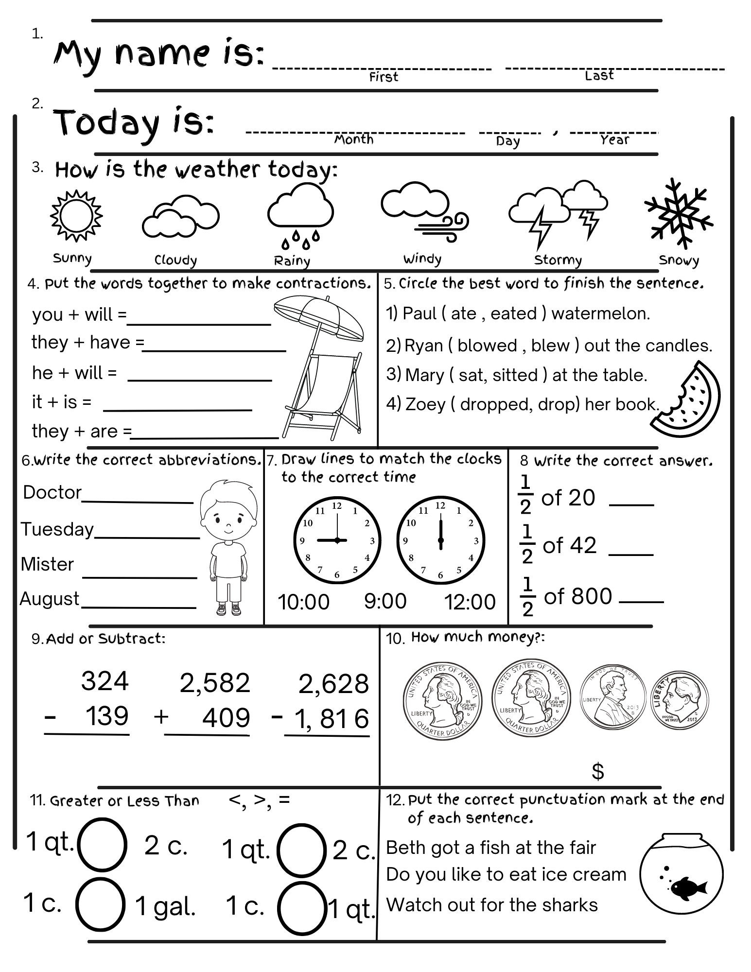 2nd Grade Worksheets Printable Free