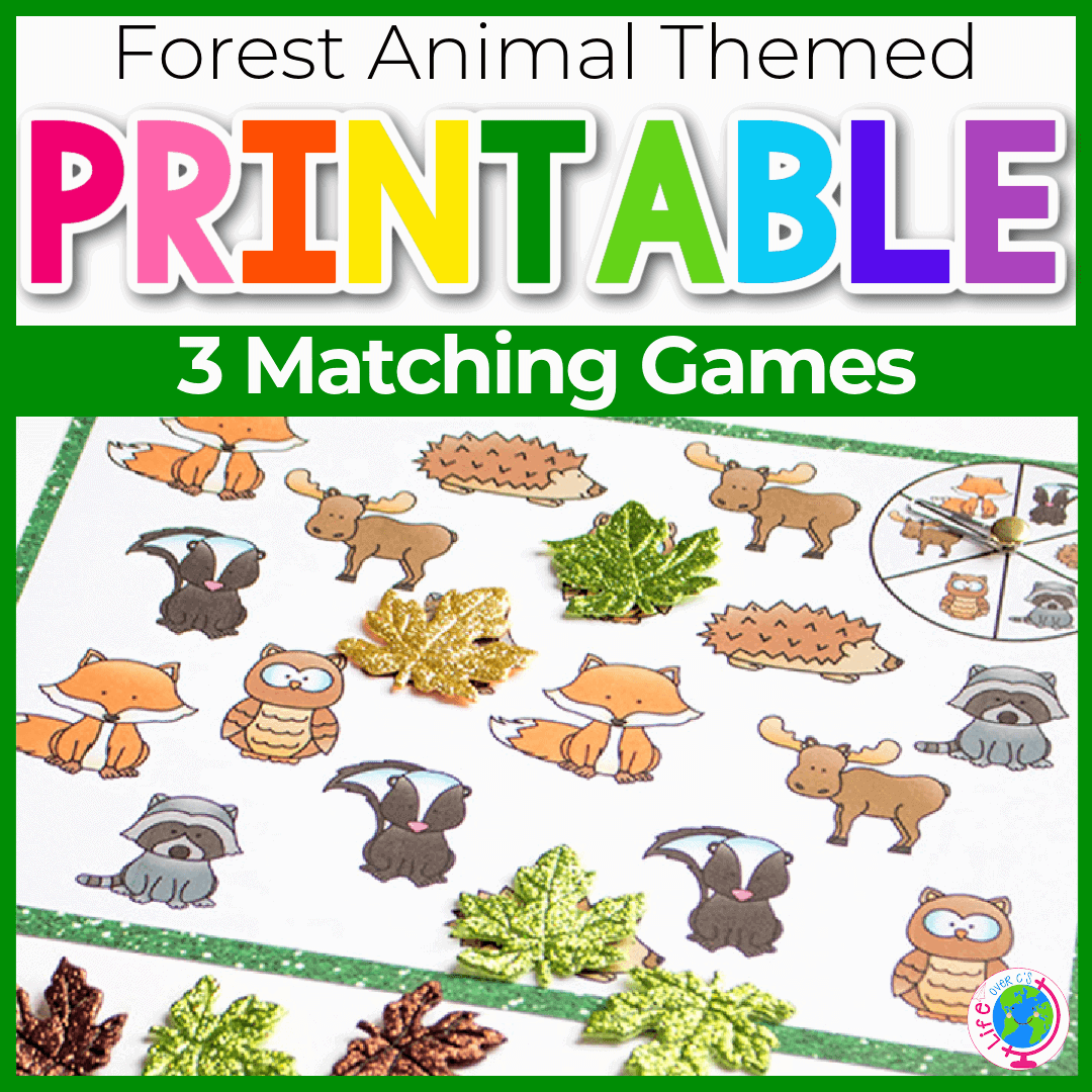 3 Free Printable Forest Animal Matching Activities