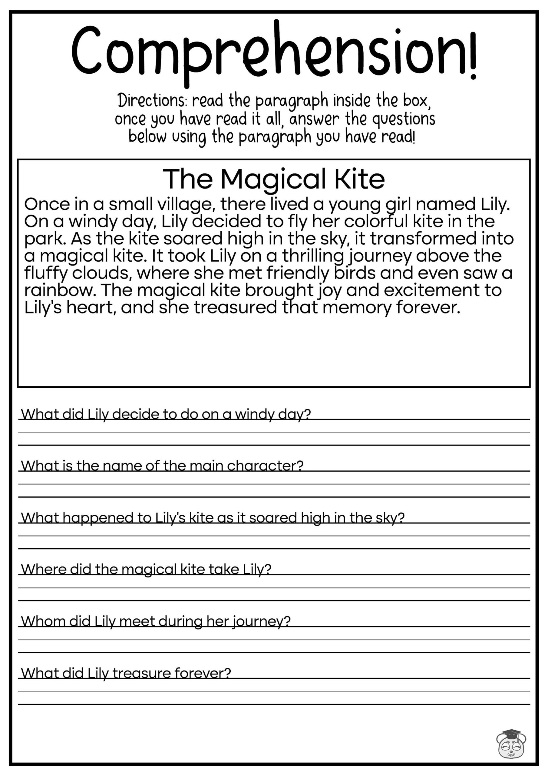 5 Printable Reading Comprehension English Worksheets ages 4 7