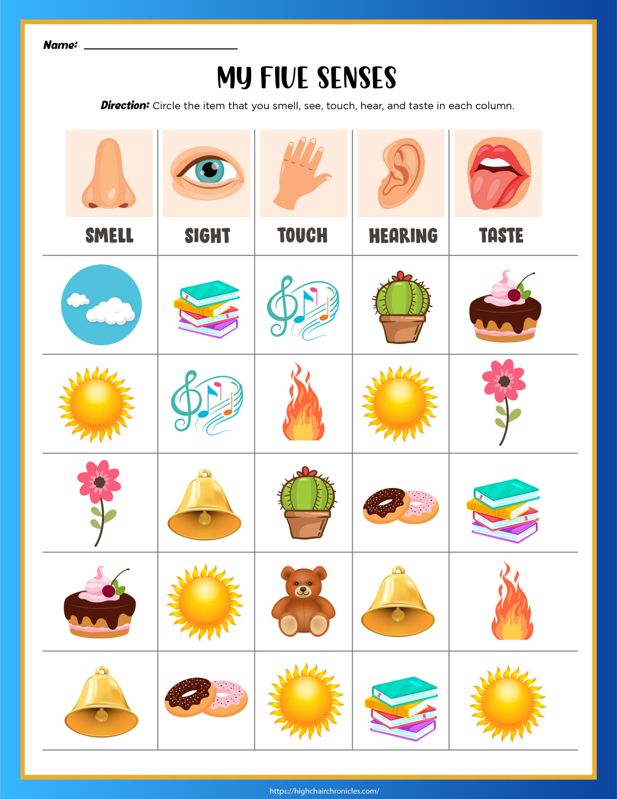 5 Senses Worksheets For Preschool And Kindergarten Free
