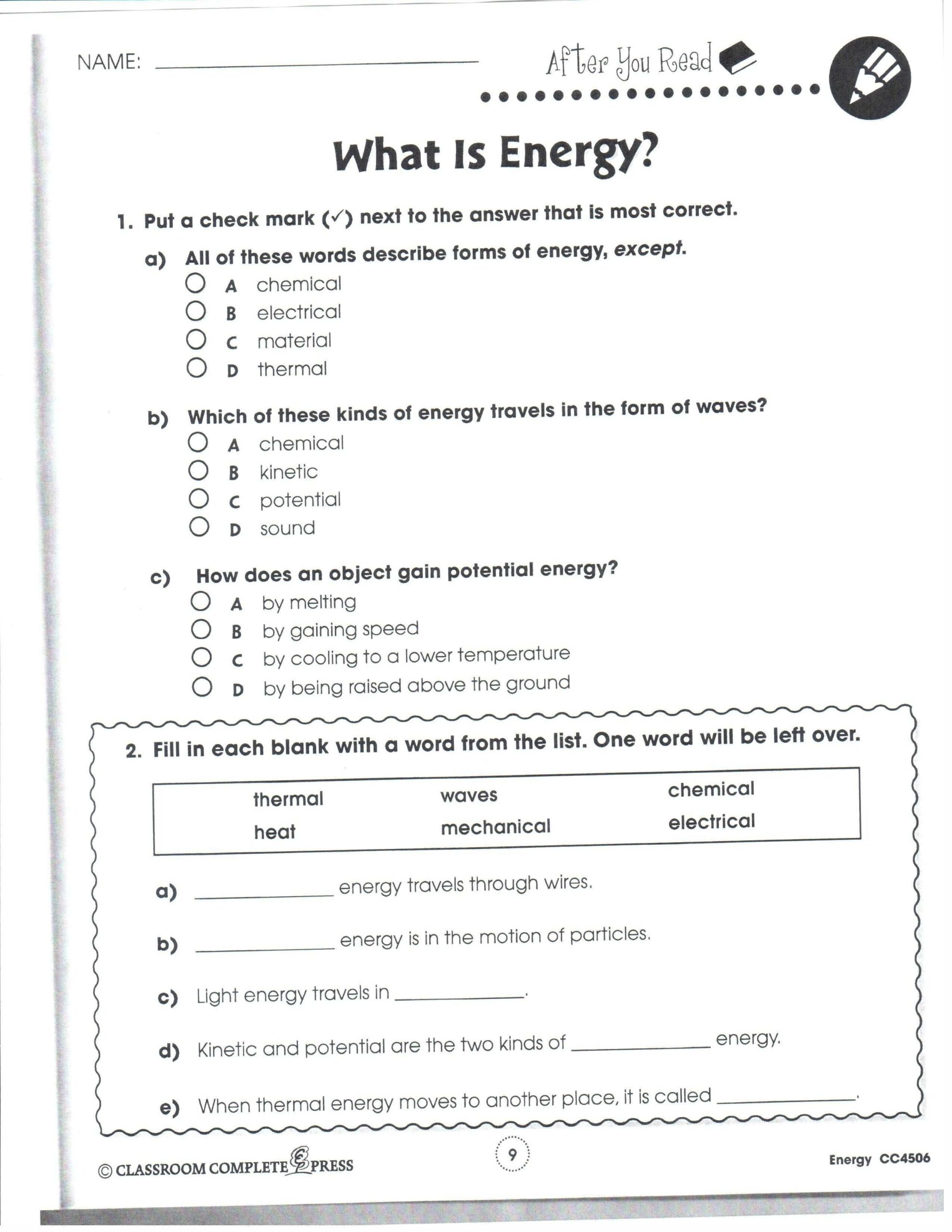 Free Printable Ged Science Worksheets
