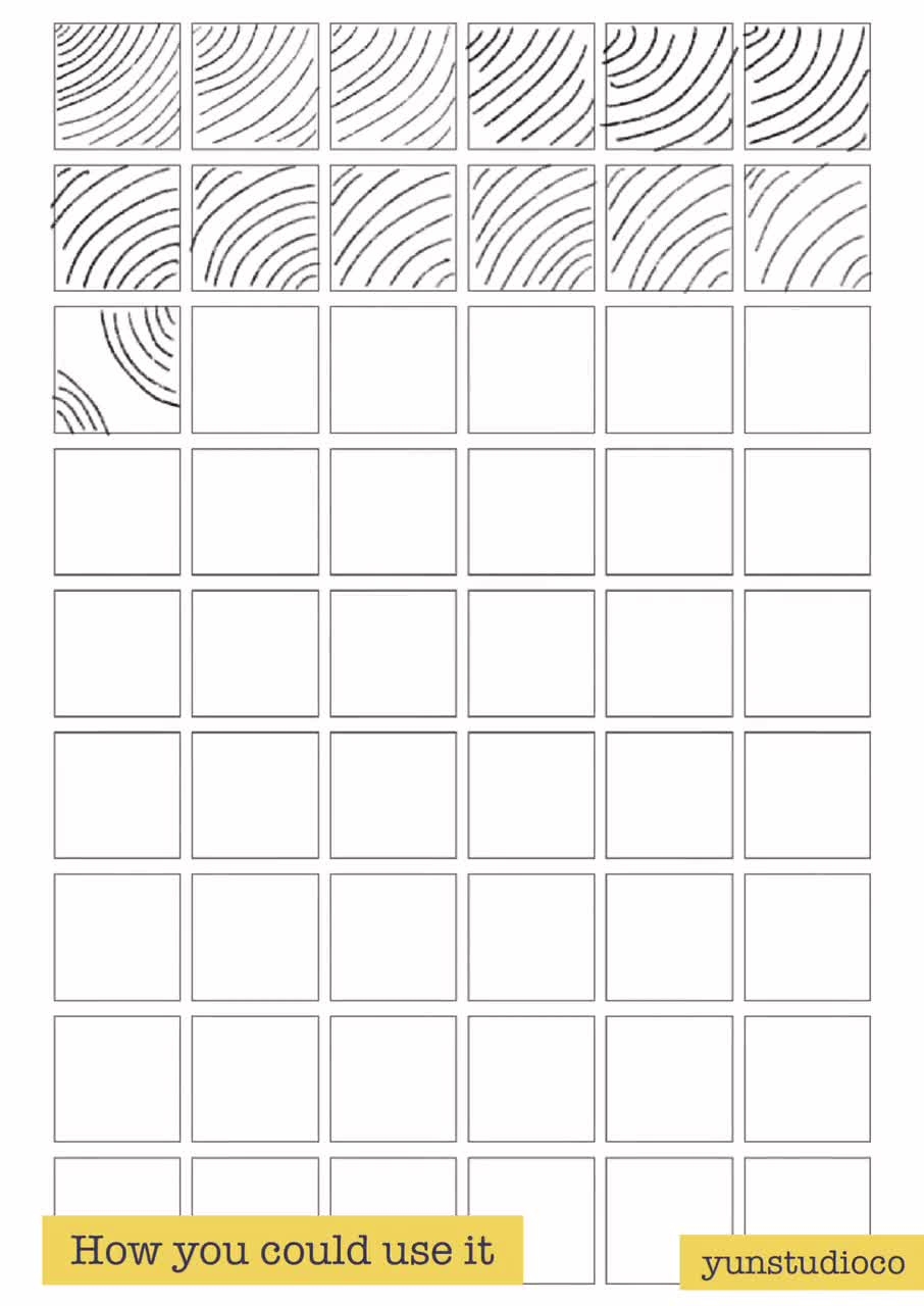A4 Zentangle Pattern Art Challenge Basic Stroke Practice Drawing Drawing Exercise Pattern Training Sheets Beginner Practice