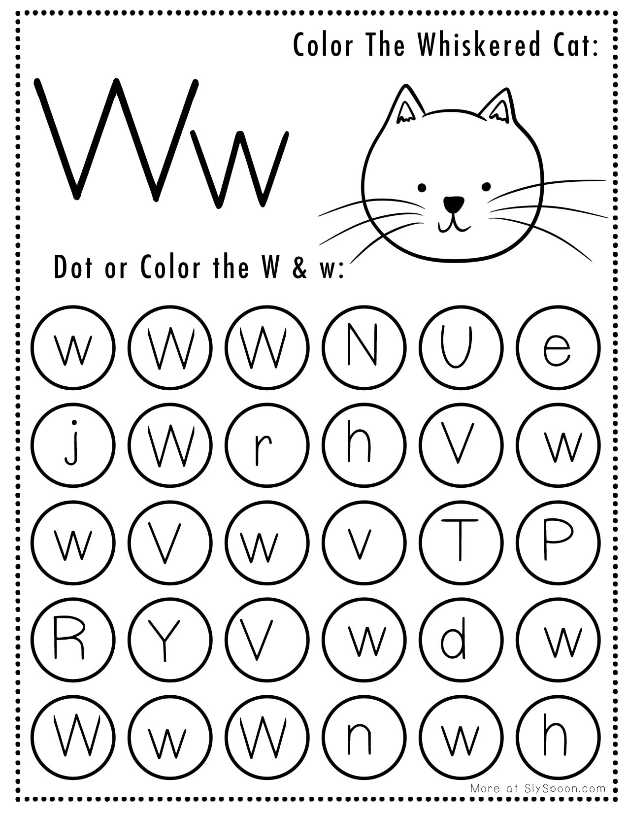 ABC Free Printable Cat Themed Letter W Tracing Worksheets For 