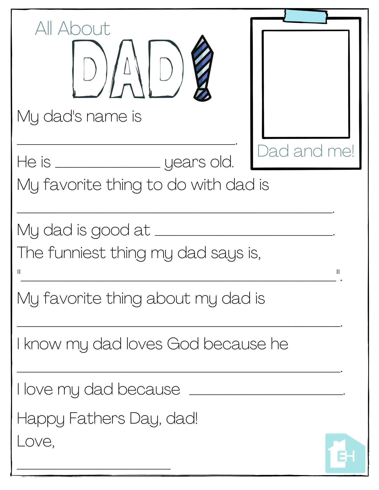 Free Printable Father's Day Worksheet