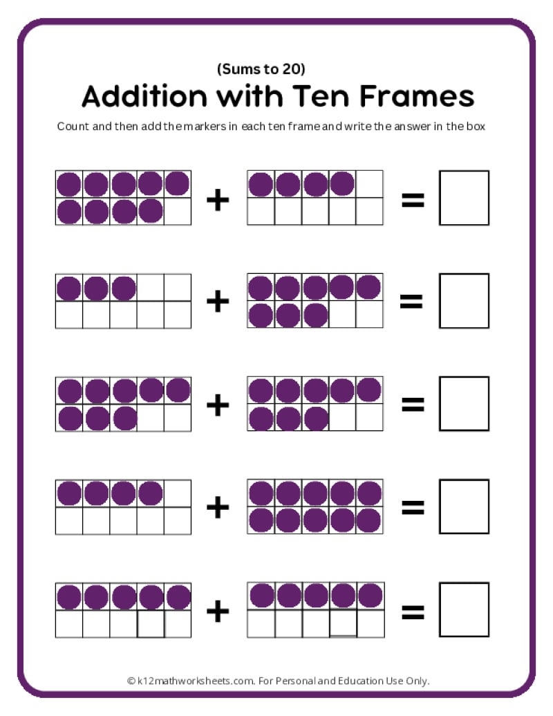 Free Printable Ten Frames Worksheets