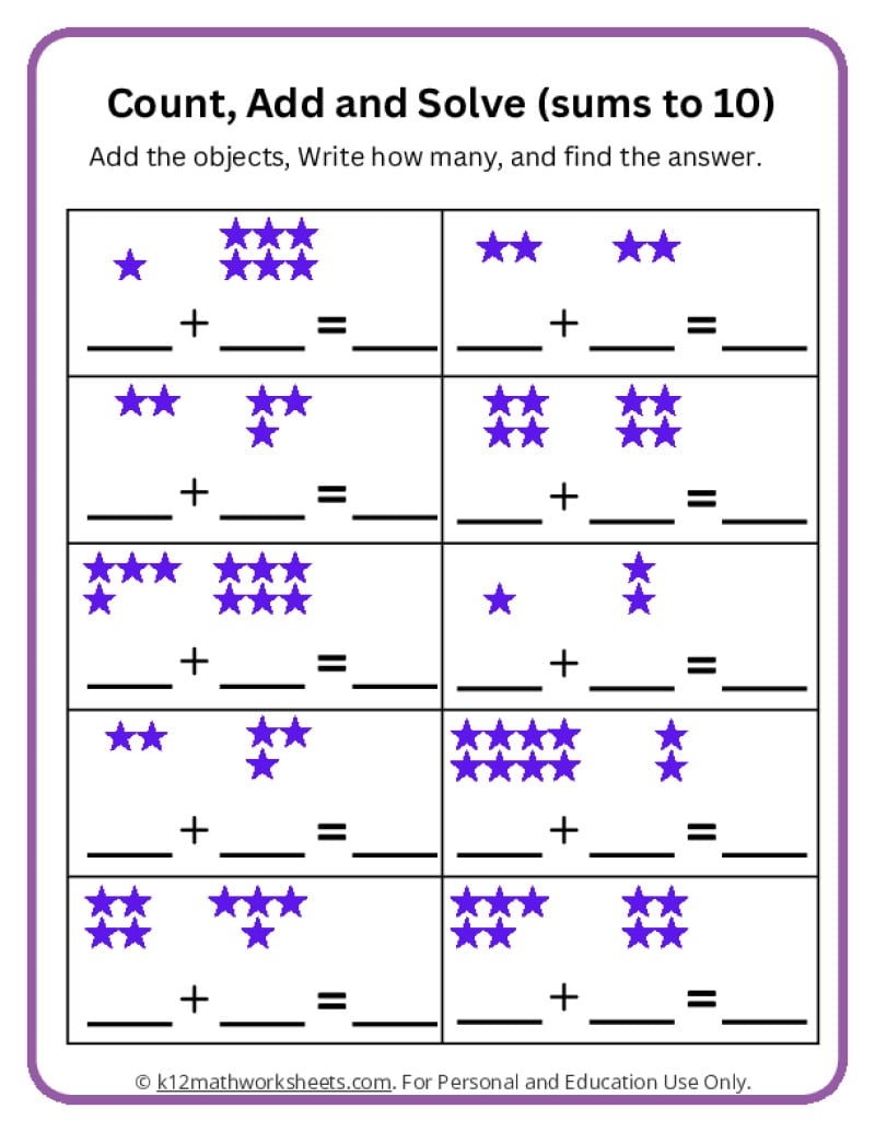 Free Printable Basic Addition Worksheets
