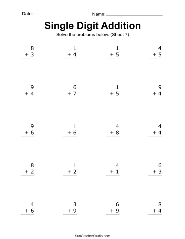 Addition Worksheets Free Printable Easy Math Problems Free