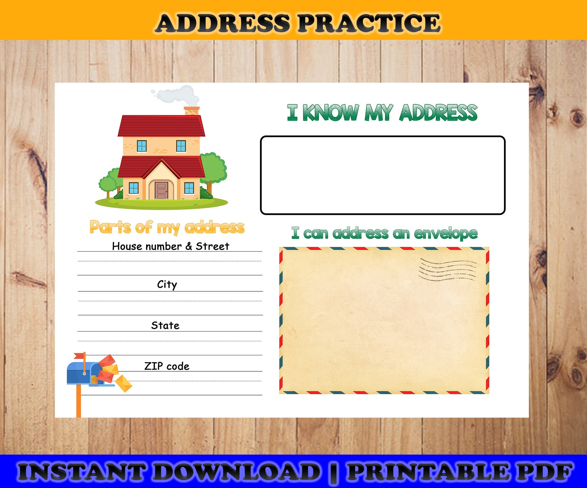Address Kids Activity Address Practice I Know My Address U0026 Phone Number Worksheet About Me Learning Tool Printable Game Homeschool Etsy