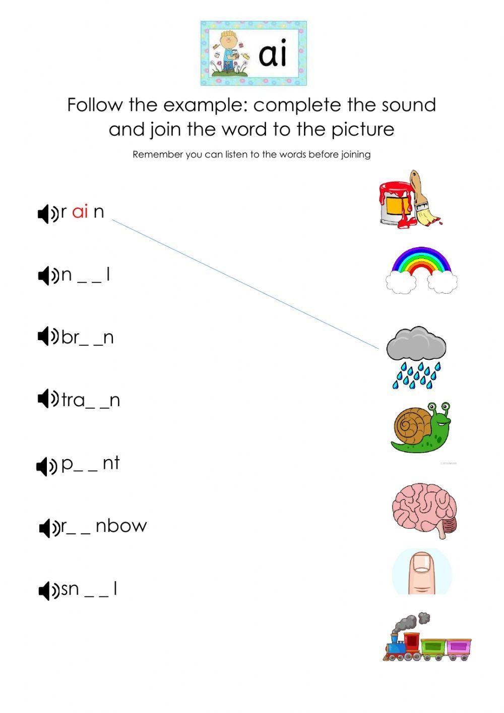 Ai Sound Phonics Worksheet Live Worksheets Worksheets Library