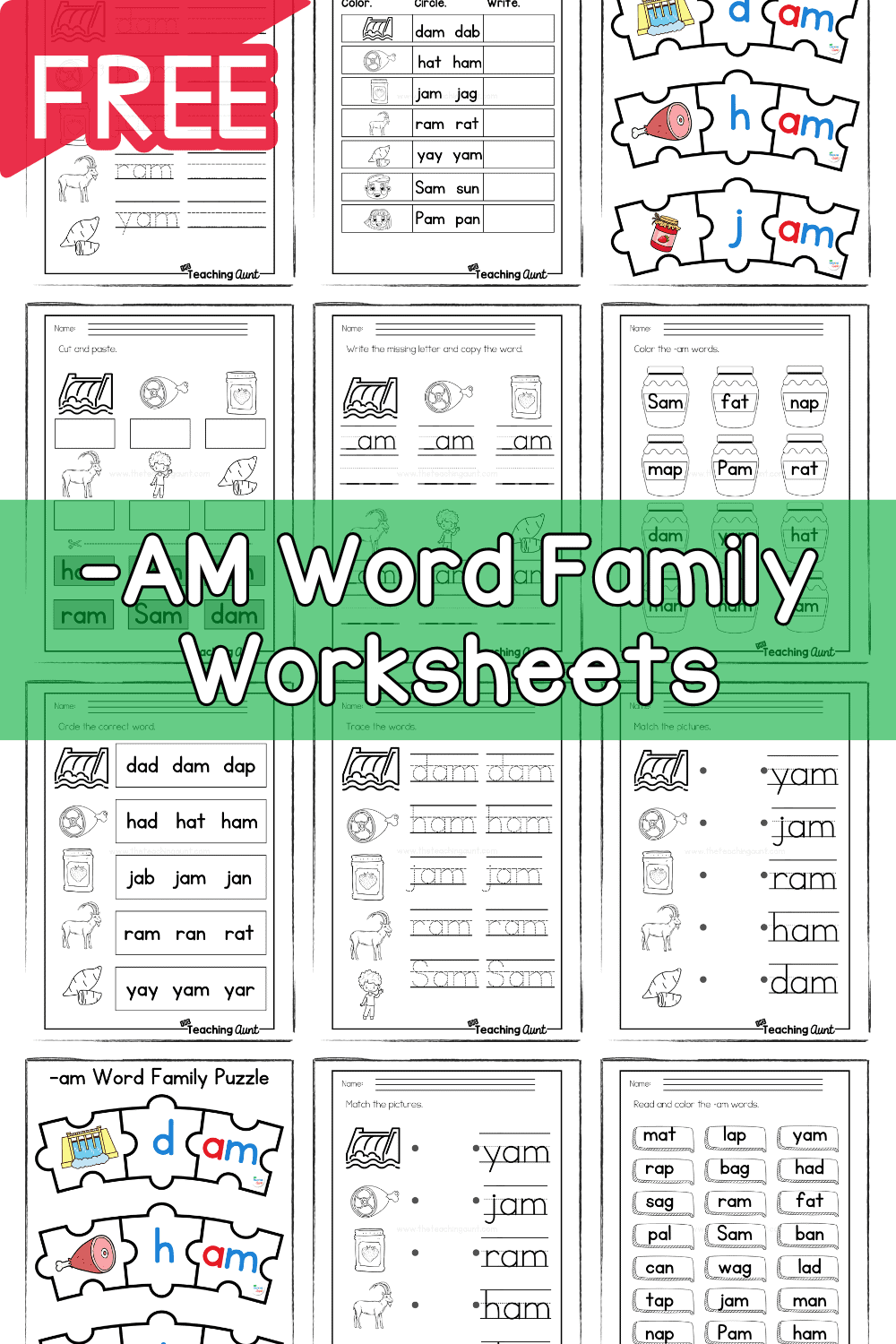 AM Word Family Worksheets The Teaching Aunt