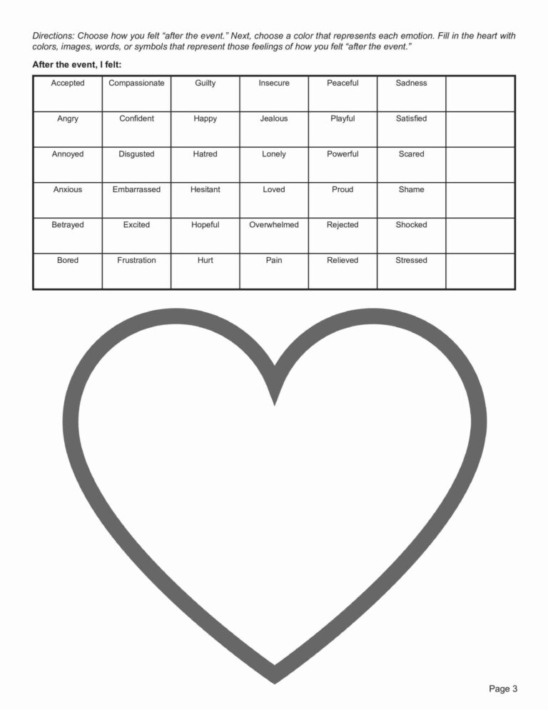 Art Therapy Color Your Feelings Before And After Event Worksheet 