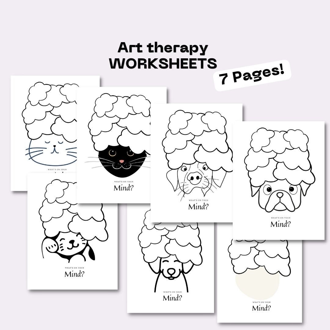 Art Therapy Worksheet Group Therapy Worksheet Mental Health Template Self Care Gift Therapist Worksheets Whats On Your Mind Pdf Etsy