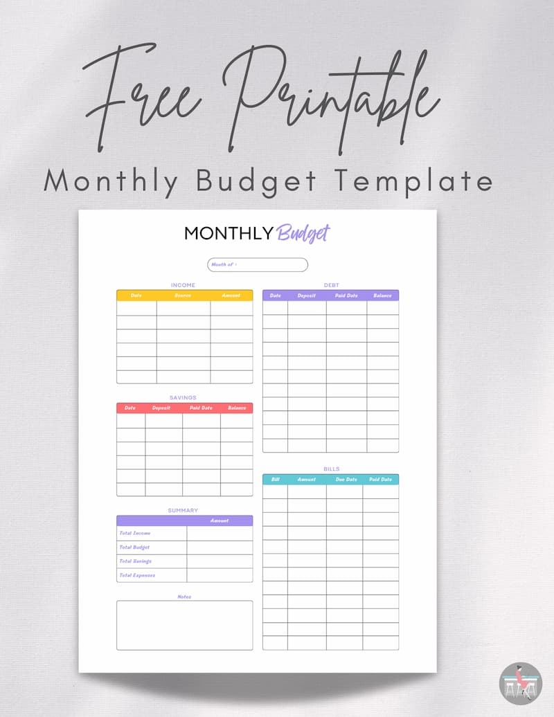 Free Monthly Budget Worksheet Printable
