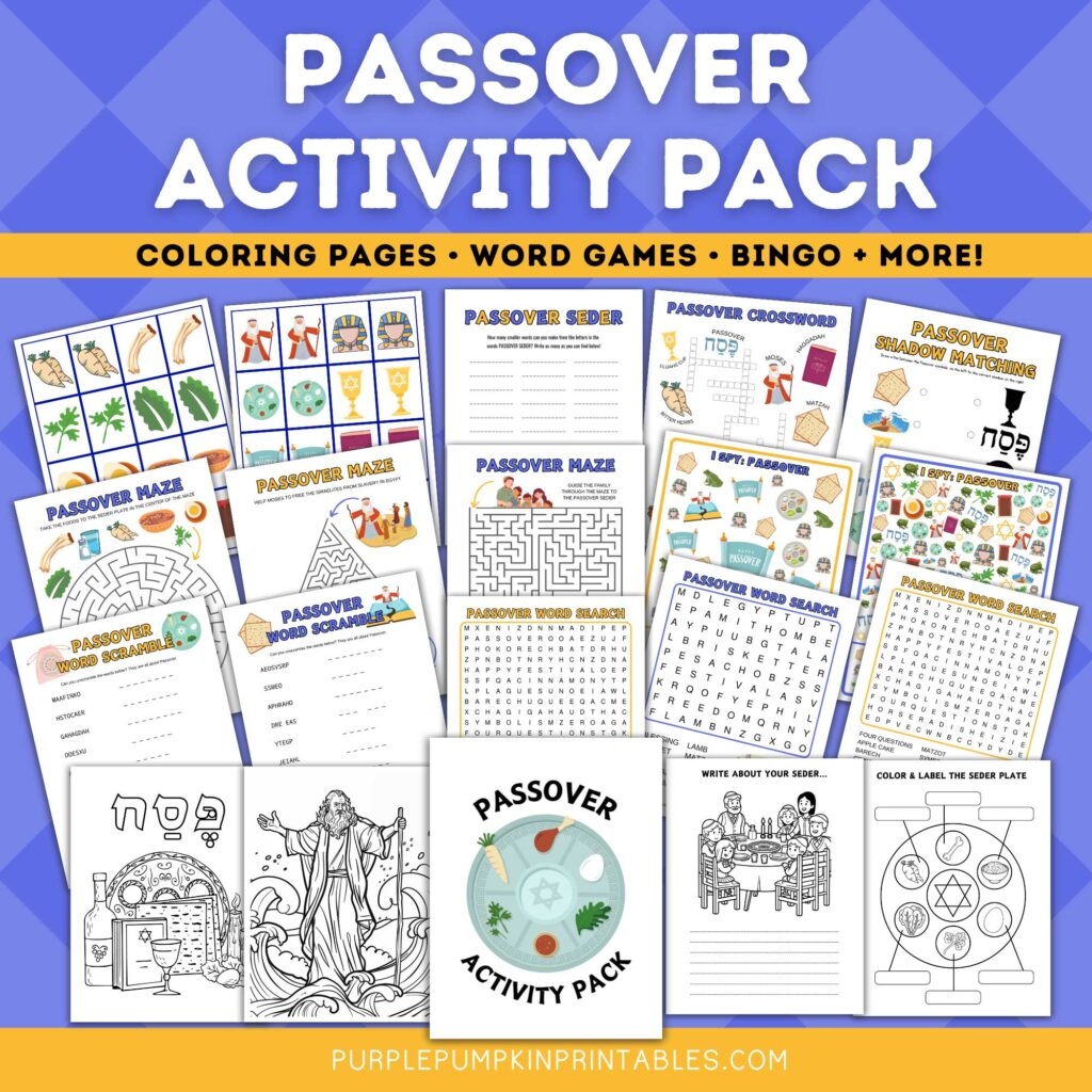 Best Printable Passover Activities Pack Puzzles U0026 Games