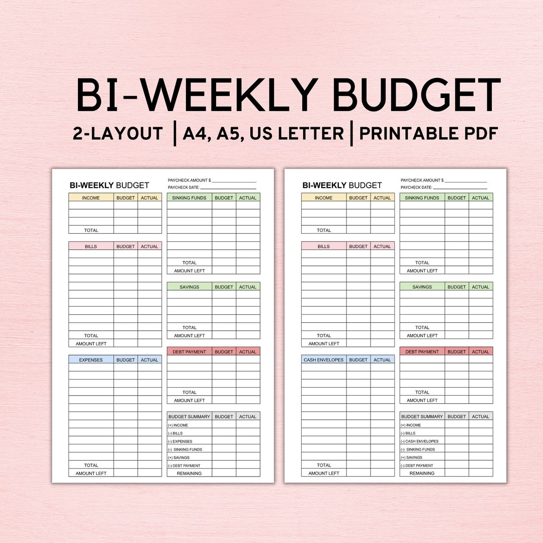 Bi Weekly Budget Planner Template Paycheck Budget Printable Worksheets Library
