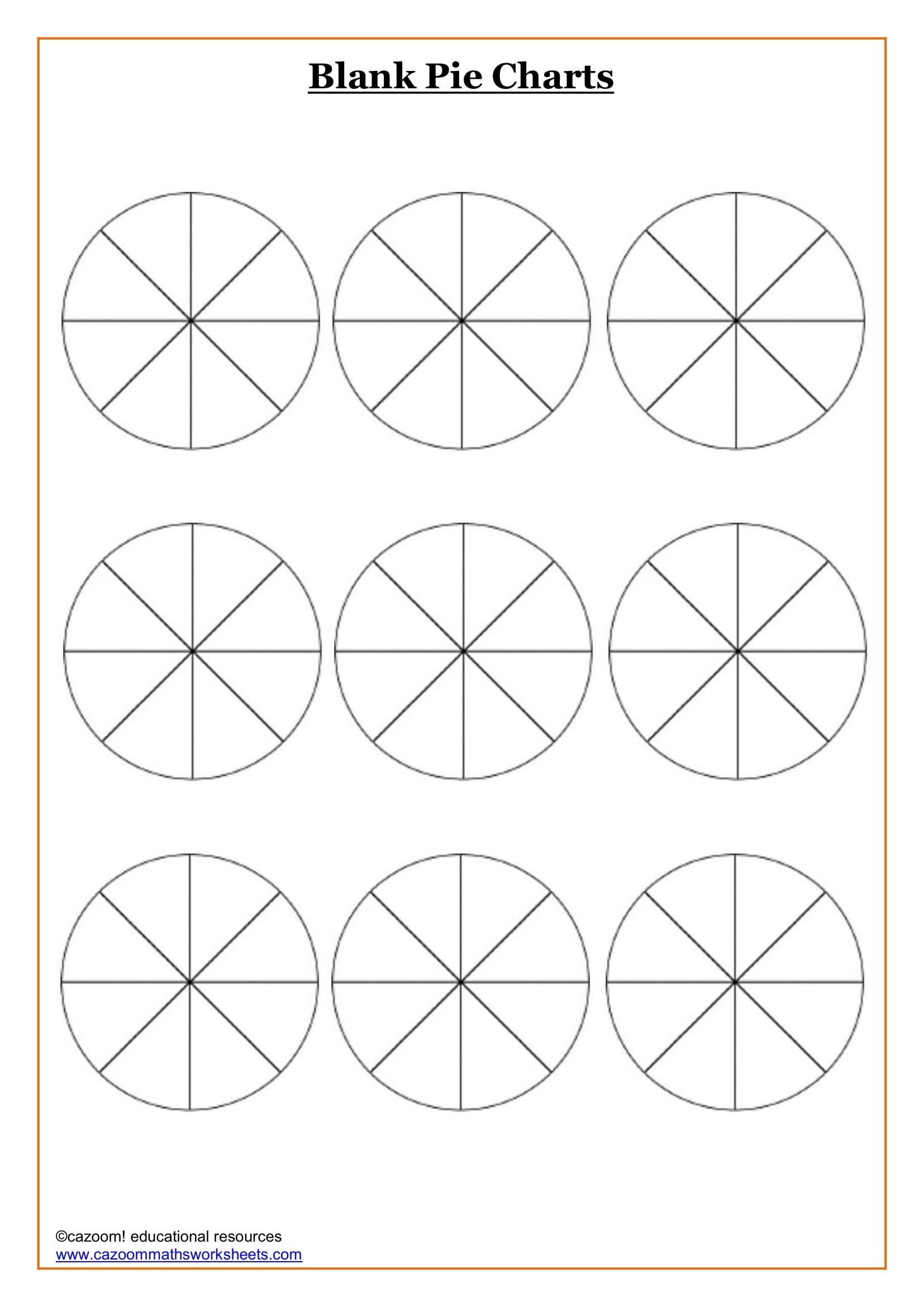 Blank Pie Charts Cazoom Maths Worksheets