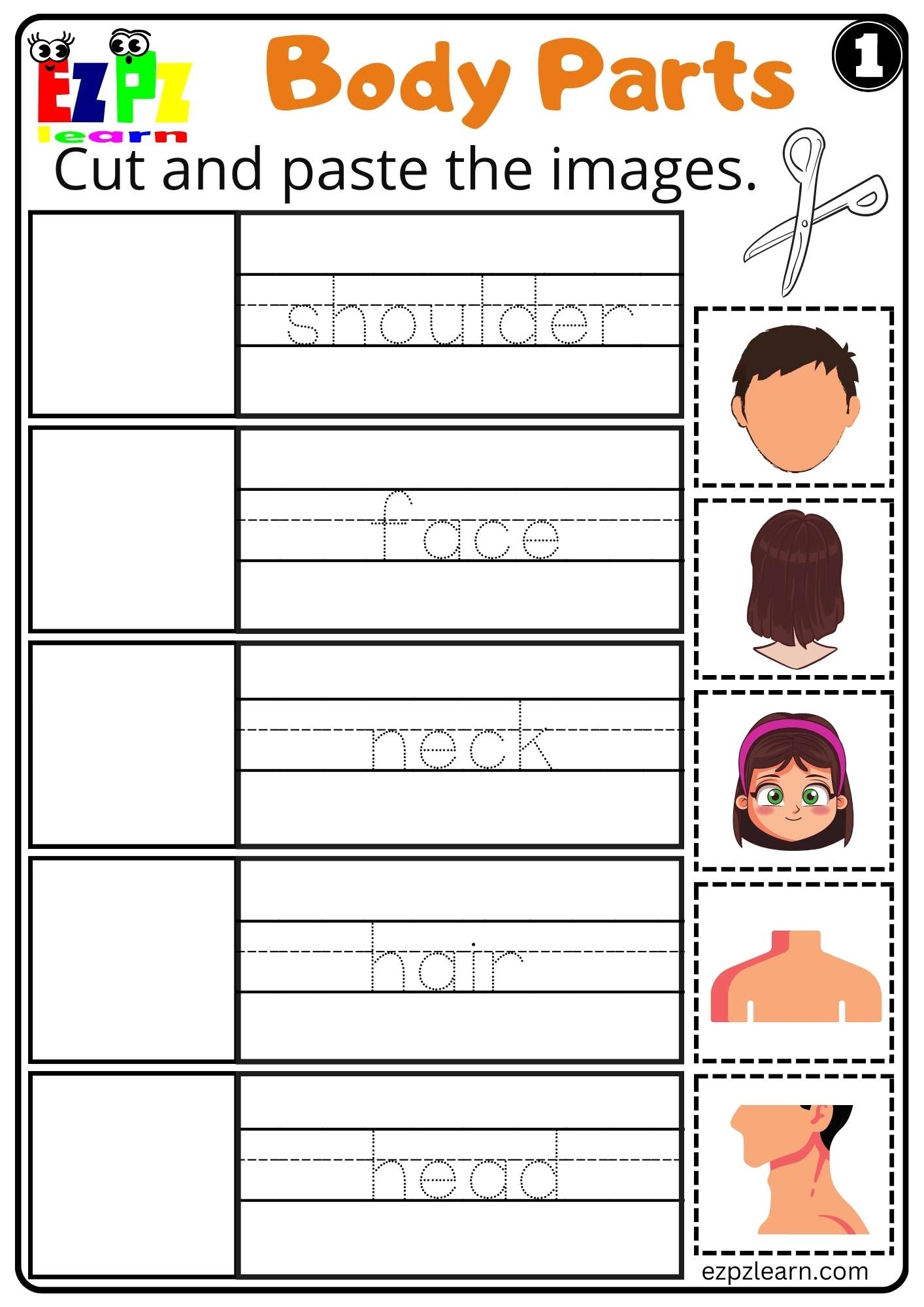 Free Printable Worksheets Kindergarten Body Parts