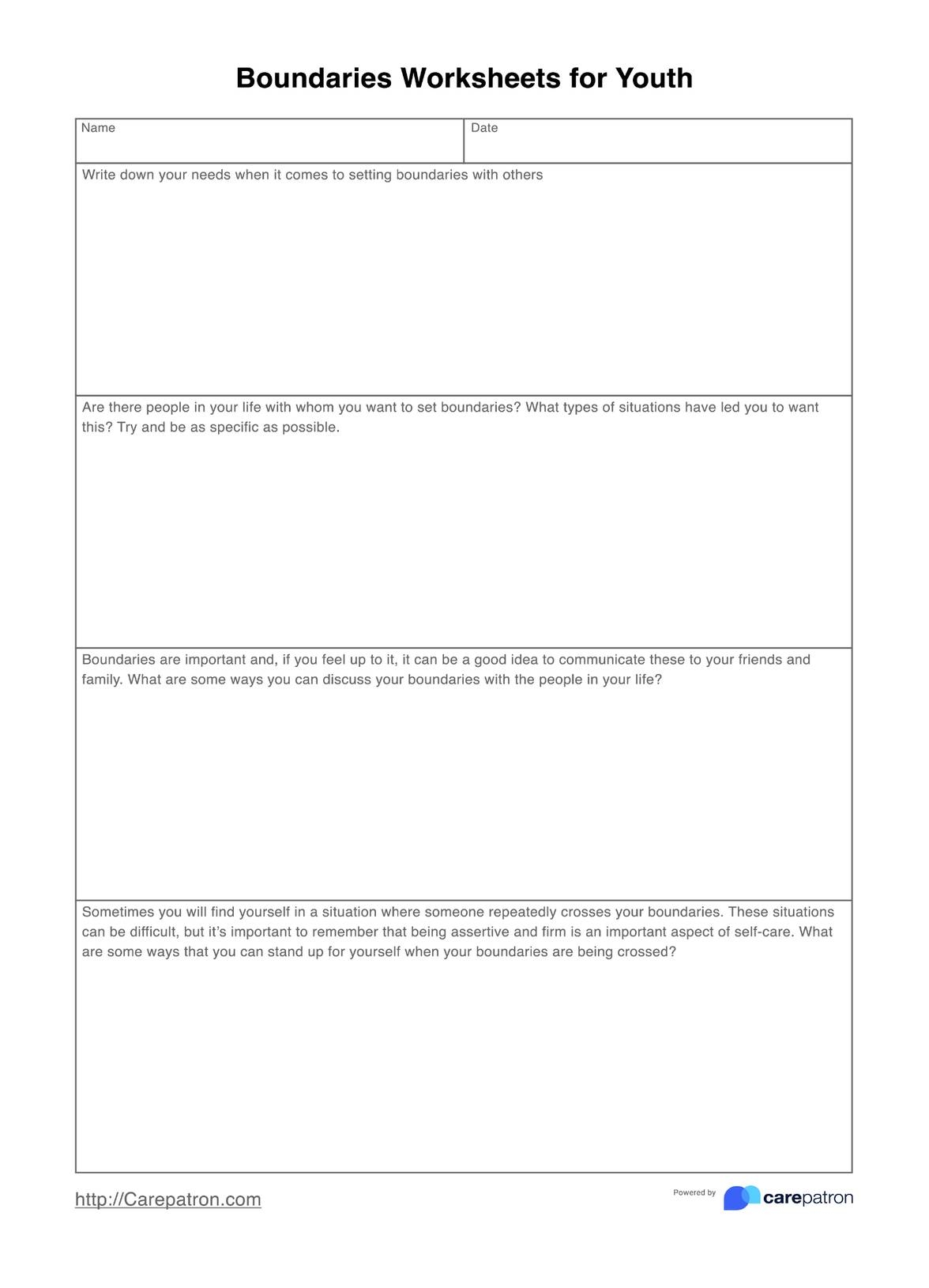 Free Printable Personal Space Worksheets