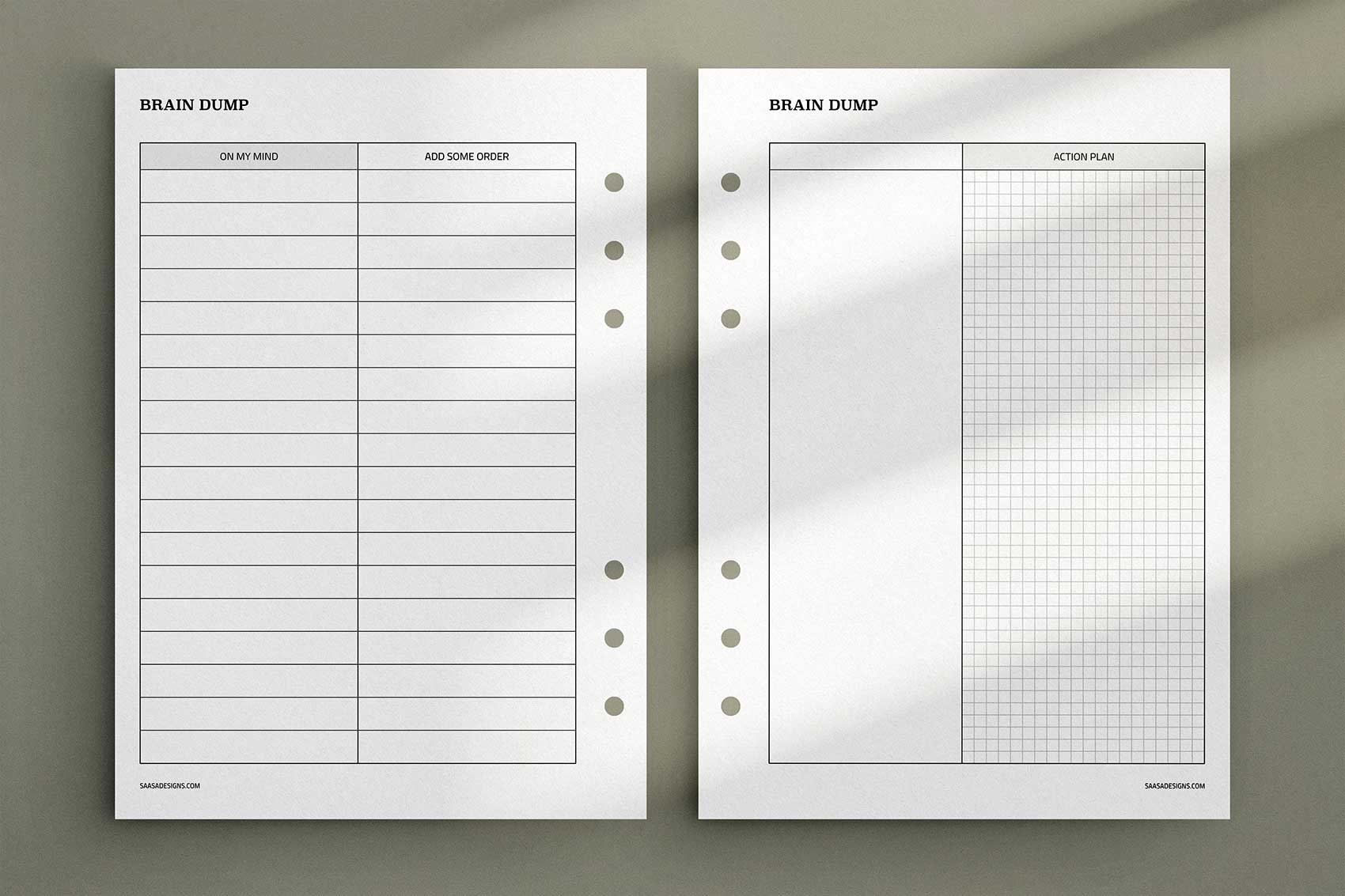 Brain Dump Worksheet Free Printable Planner Insert 