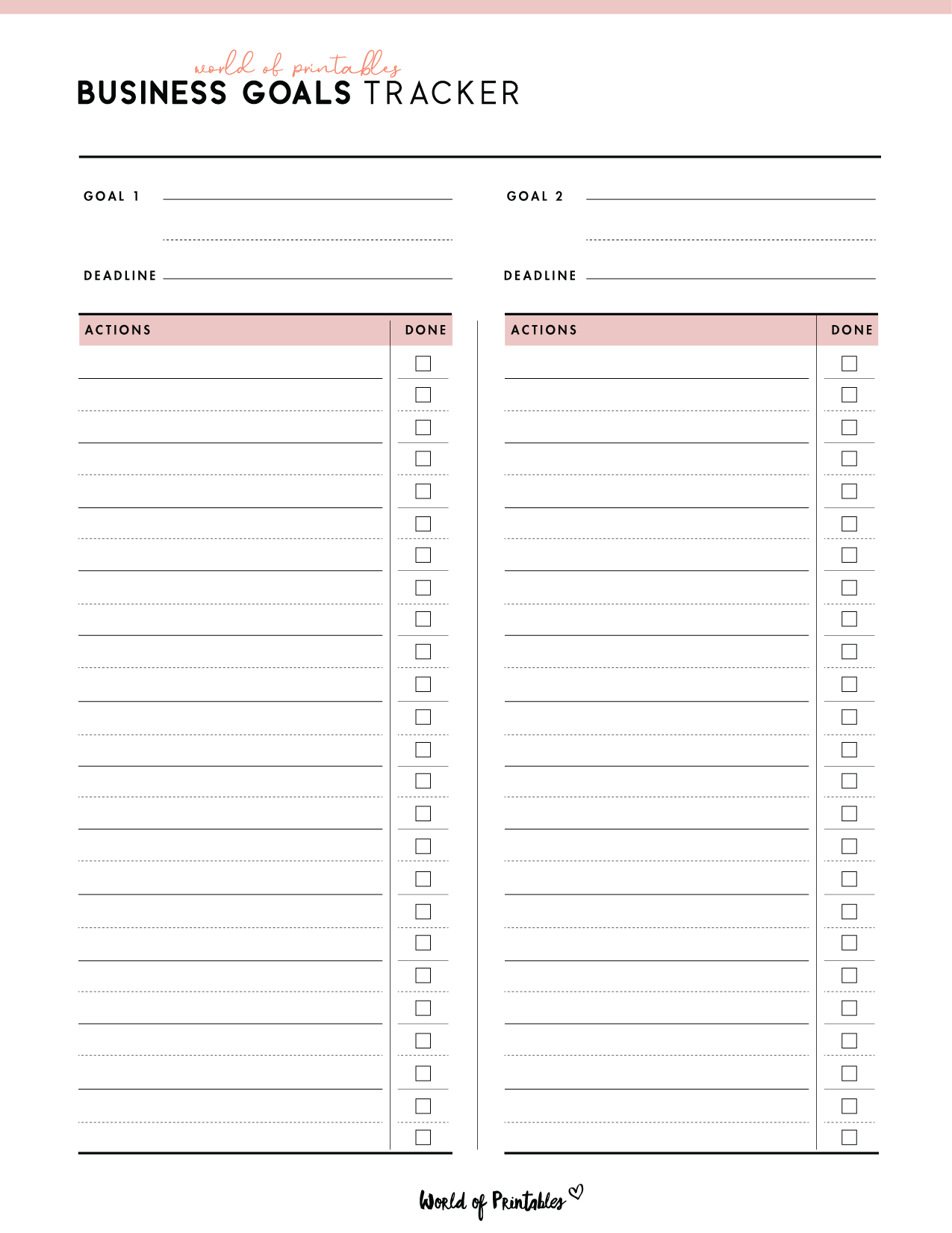 Business Goal Setting Worksheet PDF World Of Printables