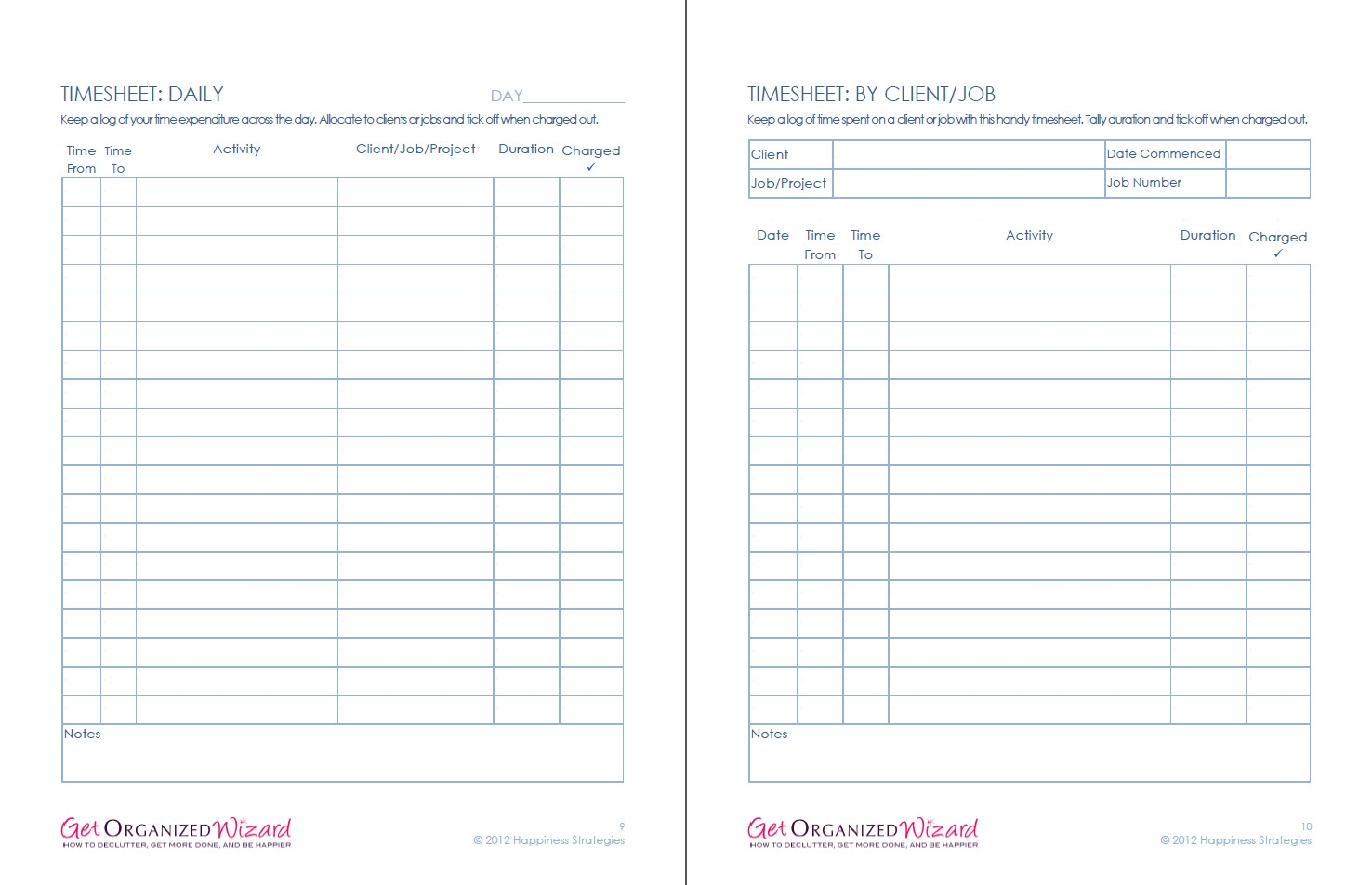Business U0026 Marketing Worksheets Get Organized Wizard