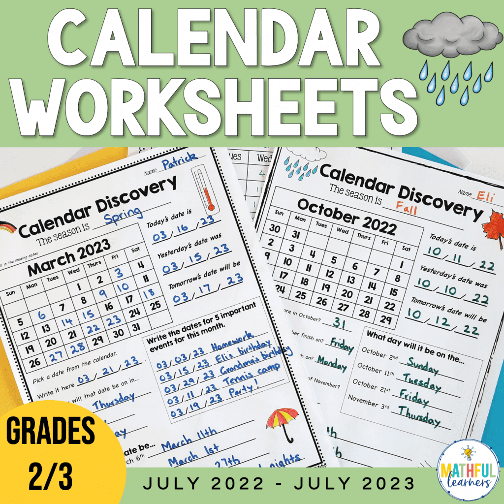 Calendar Skill Worksheets Practise Reading Calendars Mathful Learners