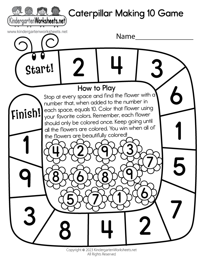 Caterpillar Making 10 Game Worksheet Free Printable Digital U0026 PDF Caterpillar Making 10 Game Worksheet Free Printable Digital U0026 PDF