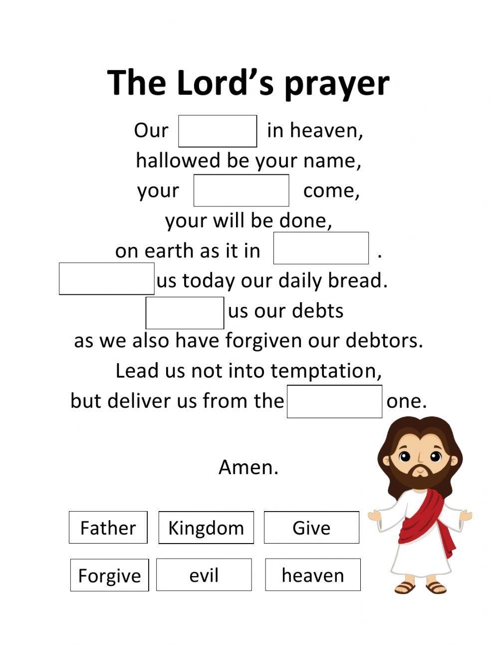 Catholic Prayer Fill In The Blank Worksheets The Religion Worksheets Library