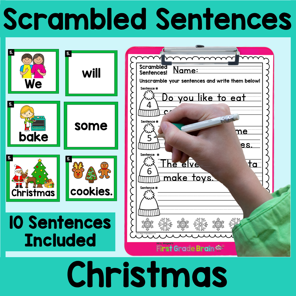 Christmas Scrambled Sentences Wholeselling December Writing Activity