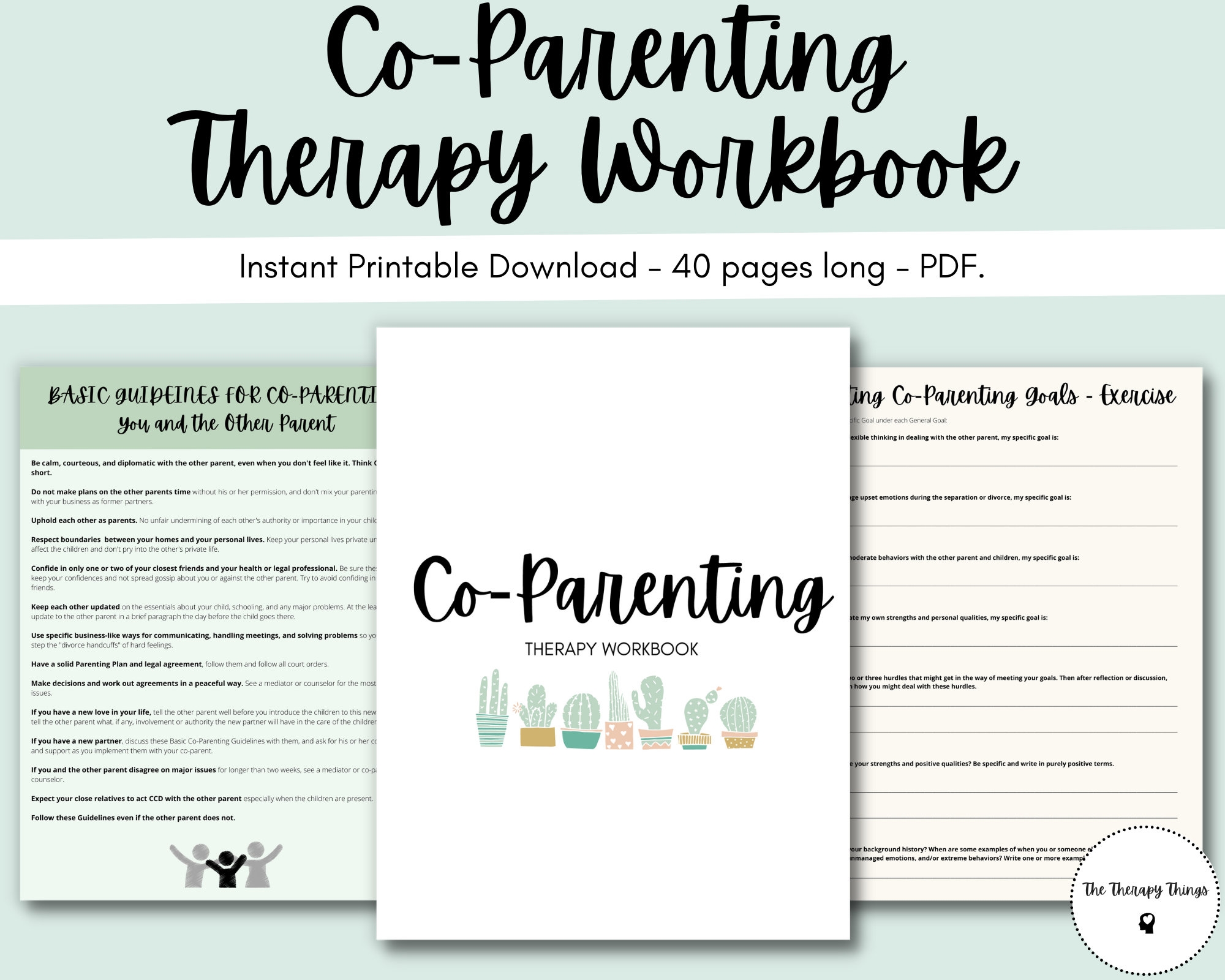 Co parenting Therapy Workbook Parenting Goals U0026 Solutions Session Guide Flexible Thinking Manage Emotions Child Custody Arrangements Etsy