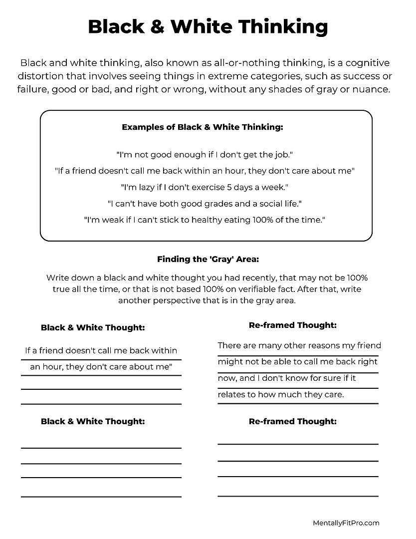 Free Printable Cbt Worksheets For Adults