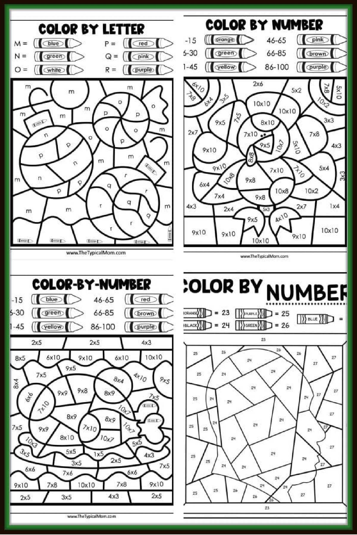 Free Printable Color By Number Worksheets