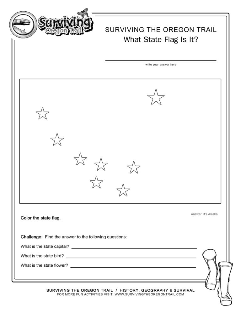Coloring Page State Flag Alaska Printable Worksheet Surviving